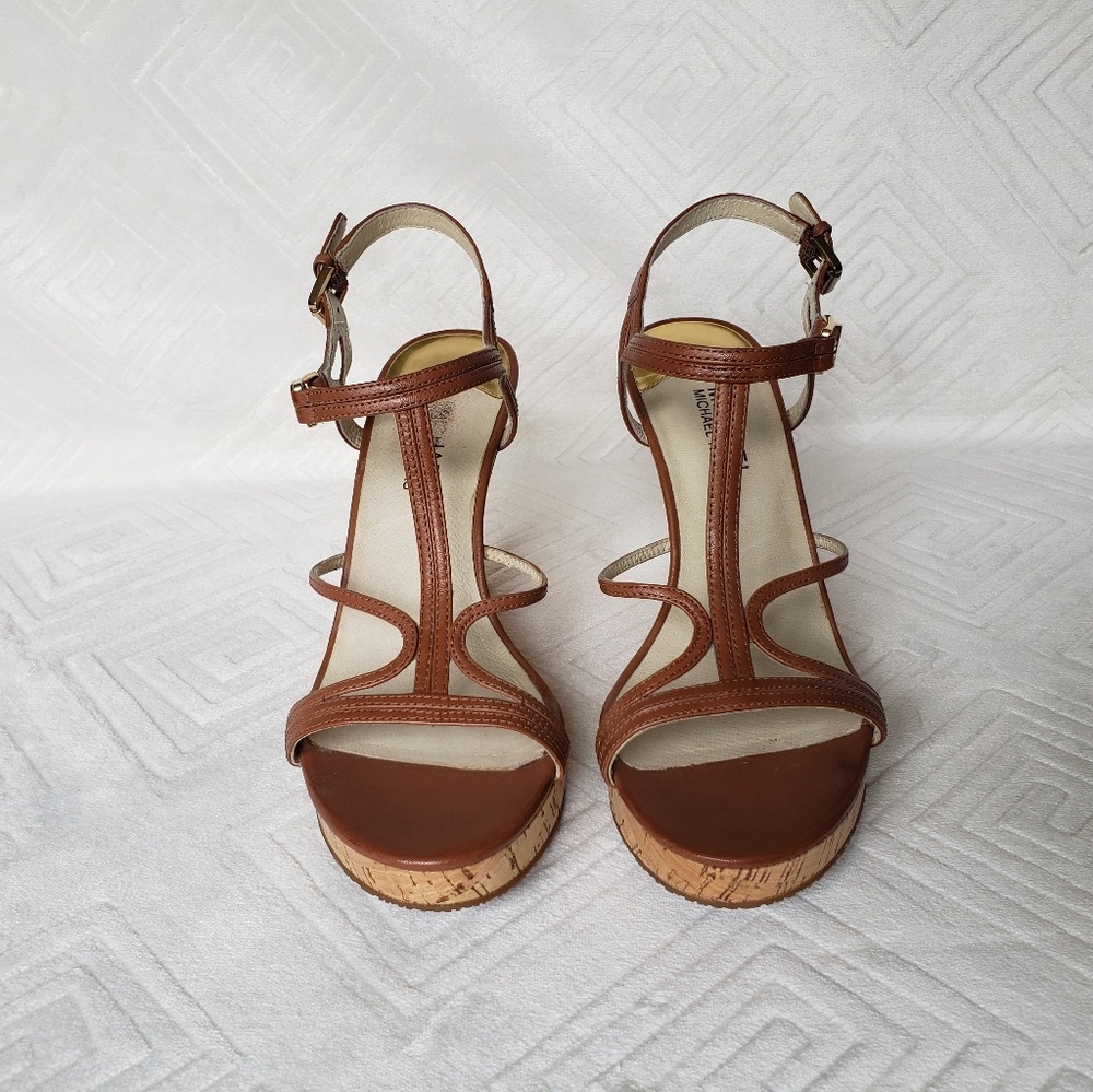 Michael Kors Cicely Cork Wedge in Luggage Brown